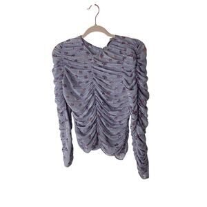 Zara NWOT XS Metallic Ruched Y3K Mesh Soft Girl Coquette Whimsy Long Sleeve